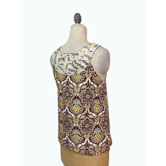 Milly Brown Yellow Pineapple Sleeveless Top 8 Fits 6 - Picture 2 of 5